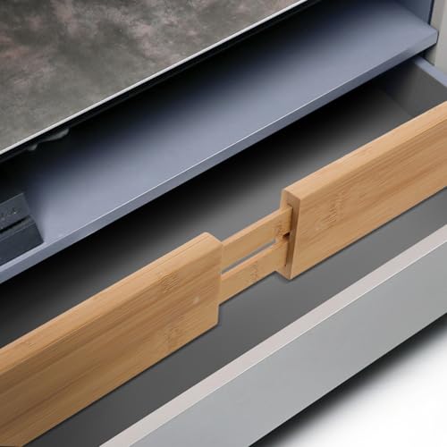 Separador de cajones de bambú premium, divisor retráctil y versátil de cocina 8