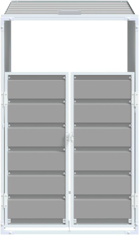 Single Wheelie Bin Shed, Wheelie Bin Storage for Single Bin, Steel Outdoor Trash Can Storage Garbage Bin Storage Shed, Gray 28.3"x31.9"x45.3" Steel,-623