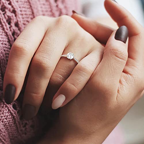 Moissanite Engagement Rings for Women, 1ct 1.5ct 2ct D Color Round Diamond Solitaire Engagement Ring, White Gold Plated Sterling Silver Wedding Promise Rings4