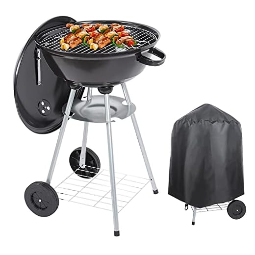 Charcoal Grill 18 inch Barbecue Grill with Waterproof Grill Cover for Outdoor Courtyard Picnic Camping Tailgating BBQ Kettle