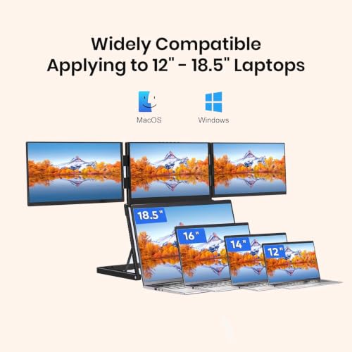 Image of RIITEK 15.6 Inch Quad Screen Extender for Laptop, Portable Multi Monitor Display, Full HD IPS Panels, Plug & Play USB-C /USBA, Adjustable Stand, Ideal for Work, Gaming & Trading Setup Travel Friendly