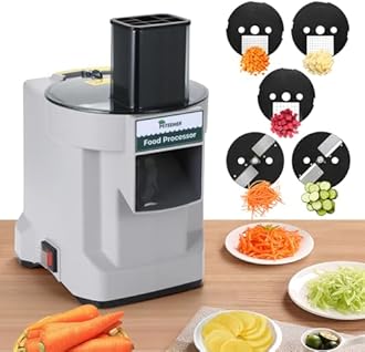 Hiteemer 5 in 1 Electric Vegetable Chopper, Commercial Vegetable Dicer Food Processor Veggie Food Cutter Stainless Steel Automatic Shredded for Onion Potato Cabbage Fruit Slicer