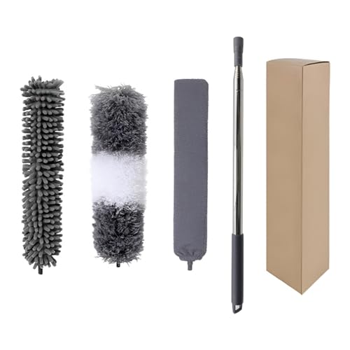 Image of LC LICTO 3Pcs Extendable Microfiber Duster Kit with Adjustable Pole (9 Ft), Bendable Washable Reusable Dusters for Ceiling Fans, High Ceilings, Blinds, Furniture, Cars, and Home Cleaning