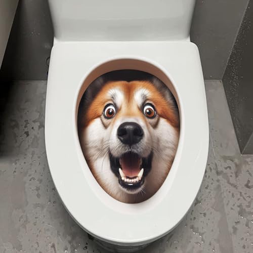 1PCS 3D Shiba Inu WC Aufkleber - Selbstklebend Wasserdicht Abnehmbare Hund Badezimmer & Tür Wandaufkleber Kreative Lustige Toilette Tank Aufkleber Badezimmer Zubehör Home Decor (Shiba Inu)