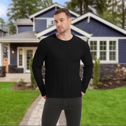 Men’s Classic Knit Pullover Sweater Soft Lightweight Crewneck Long Sleeve Ribbing Edge Sweater for Men4