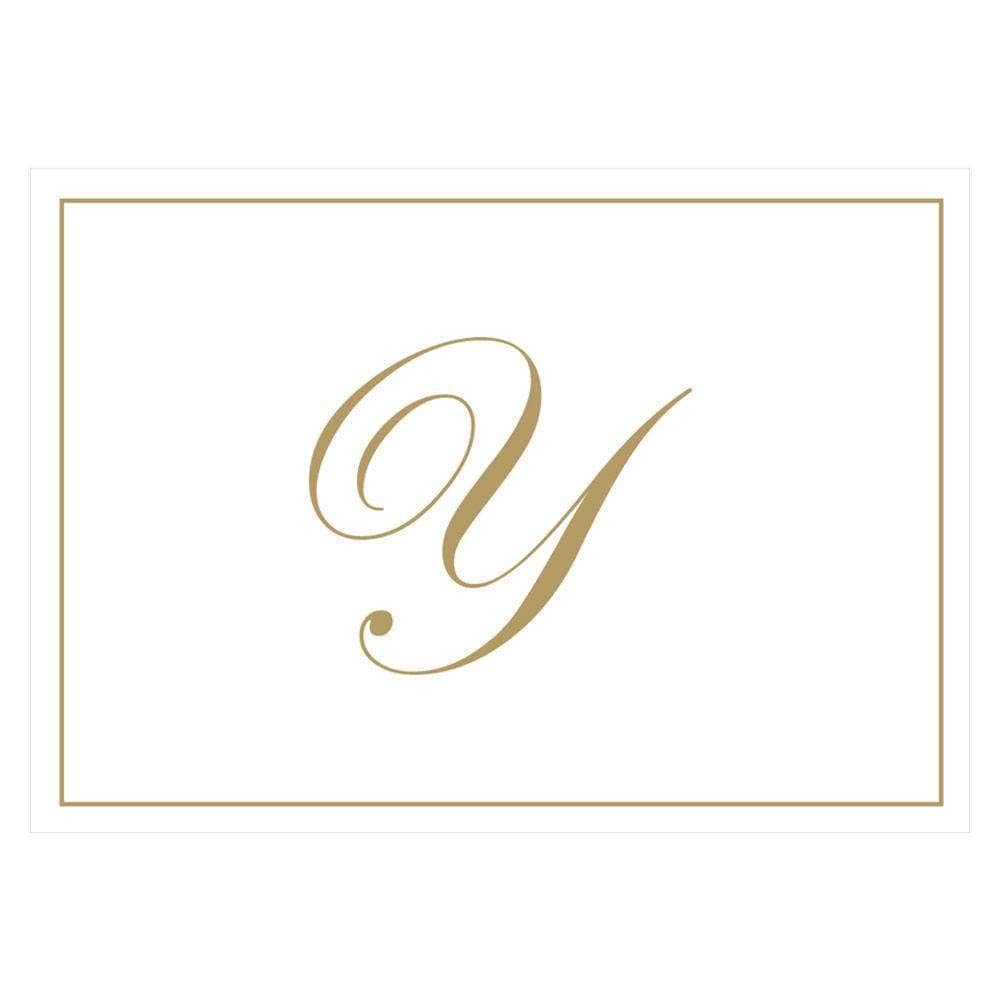 Caspari Gold Embossed Initials Boxed Note Cards in Letter Y, 32 Cards &amp; Envelopes