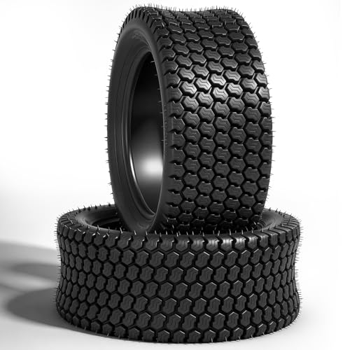 MOTOOS 16x6.50-8 Lawn Mower Tires, 16x6.5x8 Heavy Duty Turf Saver Tires for Lawnmower Garden Tractor Golf Cart, 2PR Tubeless, Set of 2