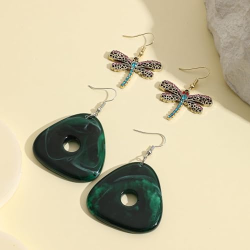 4 Pairs Caroline Earrings Costume Accessories Set Include Button Dragonfly Key and Seeing Stone Horror Movie Caroline Drop Dangle Jewelry Halloween Gifts for Women Fans Cosplay4