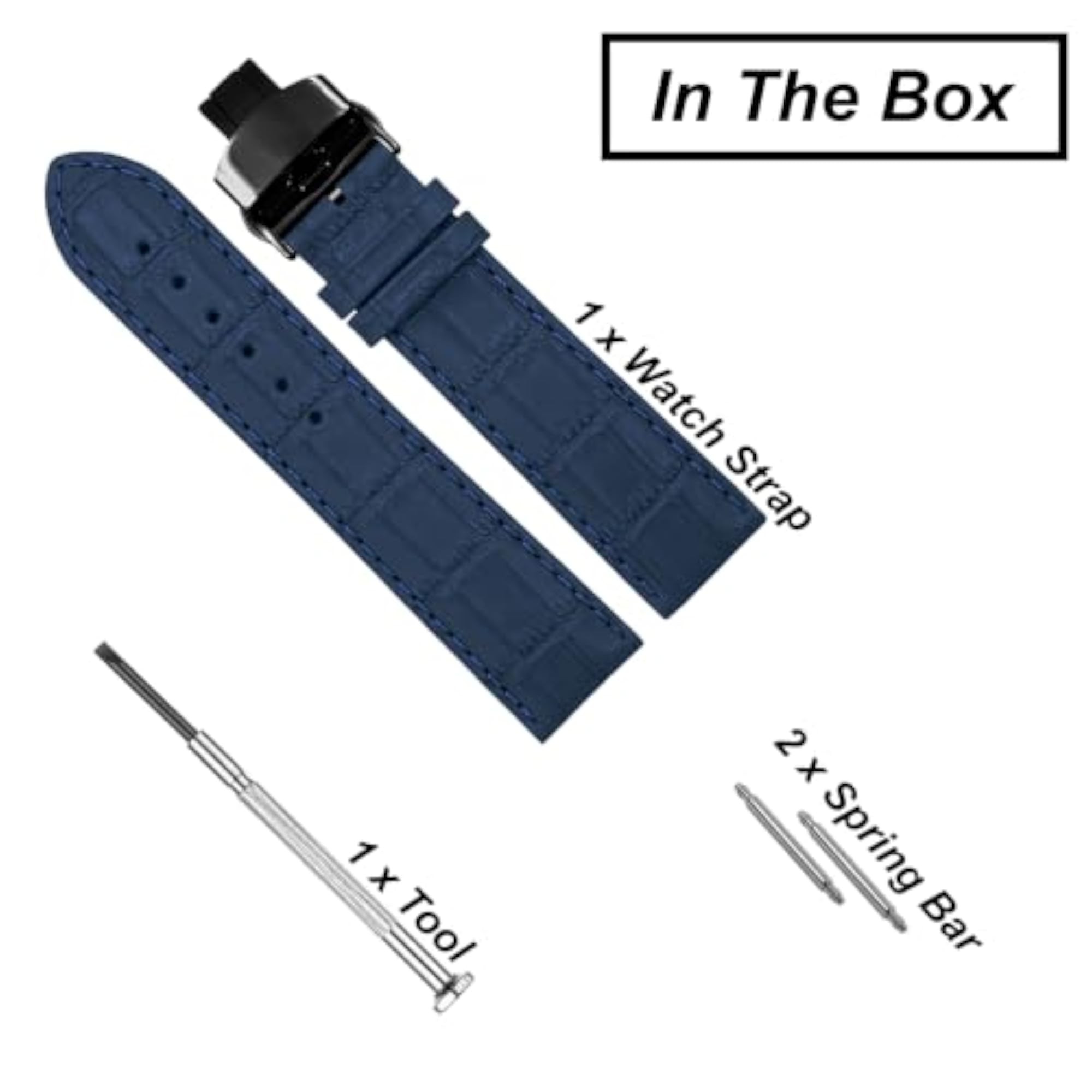 KYROS2 Leather Watch Strap with Premium Black Butterfly Lock