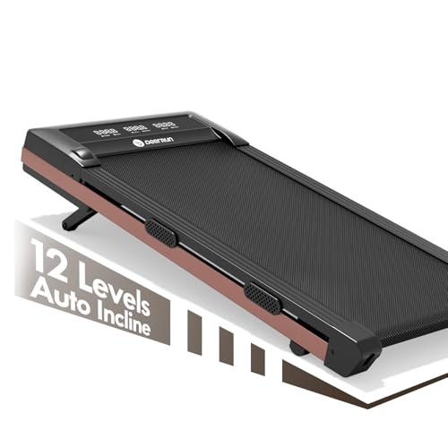 Image of DeerRun Walking Pad Treadmill with Incline, 12% Auto Incline Under Desk Treadmill, 3.0 HP, 300 lb Capacity, Portable Treadmill for Home Office, Remote & App Control