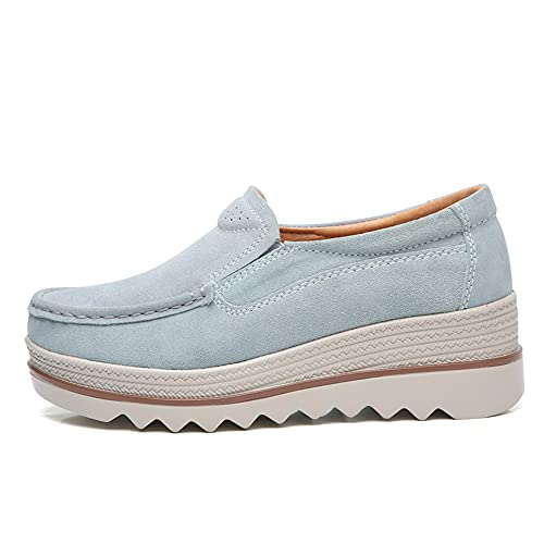 Image of YING LAN Women Slip On Loafers Comfort Suede Moccasins Wide Low Top Shoes