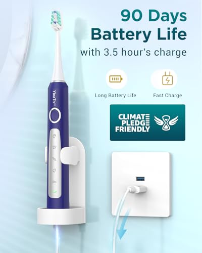 Image of Sonic Electric Toothbrush for Women - Adult Sonic Toothbrush with 8 Brush Heads and Travel Case, 5 Modes, IPX7 Waterproof, Rechargeable Travel Electric Toothbrush, Purple