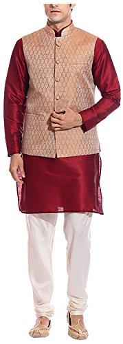 Pijama para hombre Kurta de seda en color rojo elegante