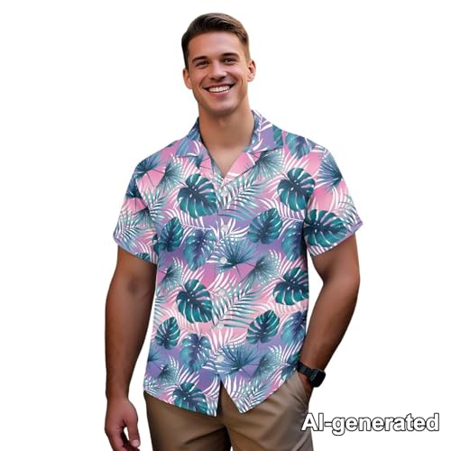 Image of Hawaii Matching Couple Outfits Husband and Wife Clothing Fashionable Mens Casual Shirts Hawaii Dress with Soft Fabric