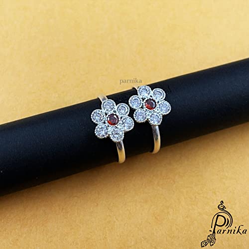 Parnika (Formerly MJ Designer Multi CZ Adorned Silver Toe Rings in Pure 92.5 Sterling Silver for Women | Chandi Bichiya | Gift for Her | With Certificate of Authenticity | - Image 4