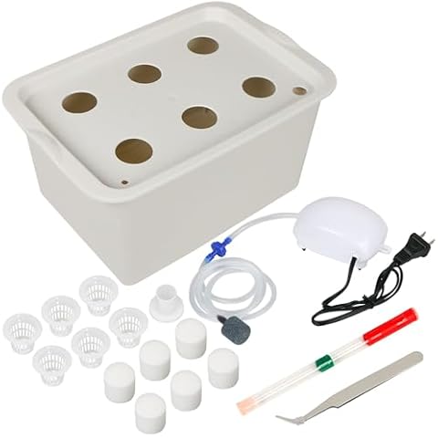 Aunifun Hydroponics Grower Kit DIY Self Watering Indoor Hydroponics Tools DWC Hydroponic System Planting Container Include Aquarium Air Pump Buoy Planting Box Cover
