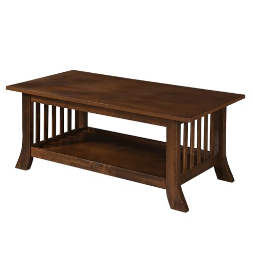 Image of Royaloak Melaka Malaysian Wooden Coffee Table | Solid Wood Veneer Top | Curved Legs for Sophisticated Style | Bottom Shelf for Extra Storage | Elegant & Functional Living Room Cofee Table Wooden