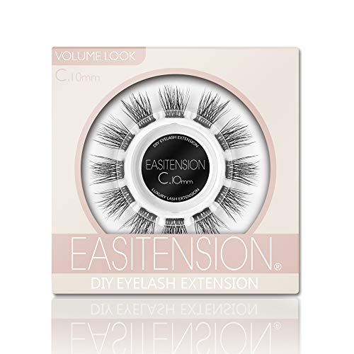 DIY Eyelash Extension, 3D Effect Glue Bonded Individual Lash 12 Clusters Volume Lashes Set, Home Eyelash Extension, C curl Lashes Pack (10MM)