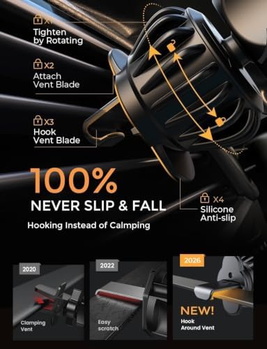 AINOPE Phone Holder for Car Vent, 2026 Auto Lock Car Phone Holder Mount - 5