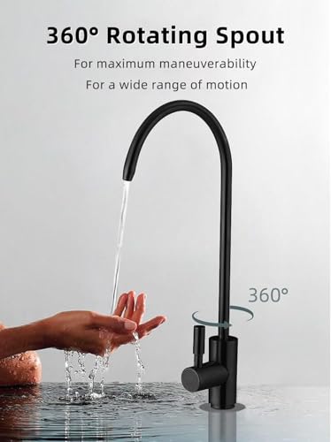 Image of Backline RO Water purifiers Faucet 304 Stainless Steel Kitchen Sink Faucet Tap 360 Degree Rotatable | Ro Faucet tap for Undersink for All Ro Water Purifier (Black Matt)
