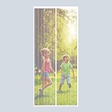 RnCop Magnetic Screen Door fits Door up to 90 × 200cm, Heavy Duty Fly Screen Door Mesh Screen Curtain - Self Sealing, Hands Free, Frame Hook & Loop-White