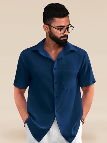 Image of Tee Projekt Solid Shirt for Men's ||Pop corn Shirt|| Solid Shirt for Men's|| Casual Shirt for Men||Half Sleeve Spread Collar Shirt for Men