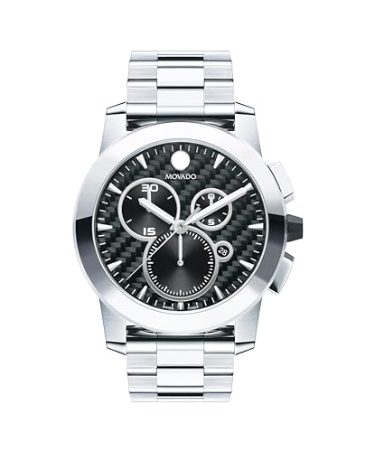 Movado Vizio Men's Sport Watch - Swiss Quartz Chronograph Movement, Stainless Steel Link Bracelet - 5 ATM Water Resistance - Luxury Fashion Timepiece for Him - 44.5mm