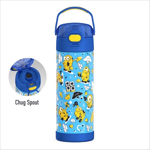 Image of THERMOS FUNTAINER Water Bottle with Spout, 16oz, Minions | Kids Stainless Steel Insulated Water Bottle, Keeps Drinks Cold Longer for School & Play, BPA-Free