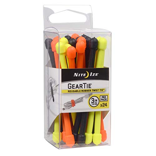 Nite Ize Gear Tie Original ProPacks - Reusable Rubber Twist Ties for Indoor & Outdoor Use - Bendable Wire Interior - Durable Rubber Exterior - Secure Grip - Assorted Colors 3 (24 Pack)