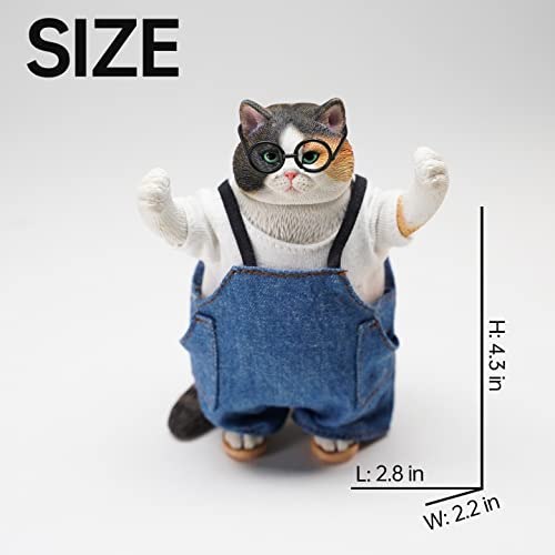 Statue de chat JXK fat cat figurine réaliste vêtement travail