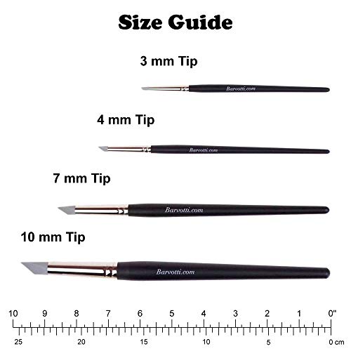 Barvotti 5 Pcs Set Of Silicone Color Shapers Tools With Soft Rubber Tip To Paint, Blend, Carve, Smudge - Clay Sculpting Tools, Black Wooden Handle - 10Mm Tips #TOP5