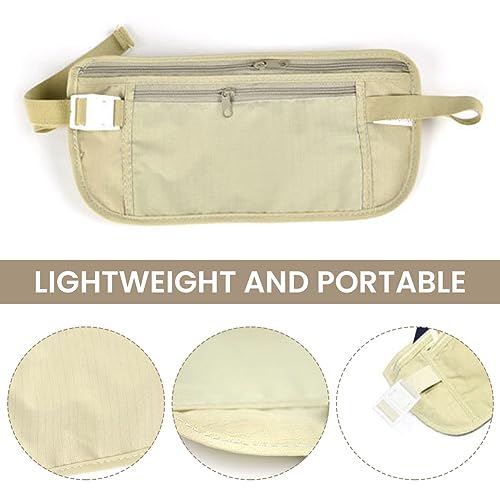 Parthan Running Belt Waist Bag,Fitness Travel Anti Theft Waist Bag,Polyester Soft Breathable 2 Front Compartments Elastic Belt Suitable for Sports,Running,Fitness(Khaki) - Image 4