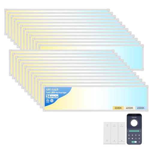 Image of AIKVSXER 1x4 LED Flat Panel Light Surface Mount, 2.4G Switch & App, 24 Pack