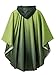 SaphiRose Unisex Rain Poncho Raincoat Hooded for Adults Women with Pockets (Gradient Dark Green)