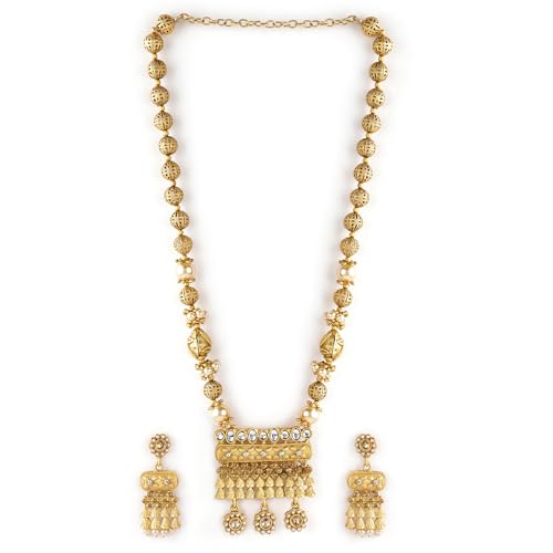 See full amazon price history chart for Rubans 22K Gold-Plated White Kundan-Studded Beaded Filigree Handcrafted Jewellery Set For Women Rubans 22K Gold-Plated White Kundan-Studded Beaded Filigree Handcrafted Jewellery Set For Women (B0D6G54QKM) Amazon Price History, Amazon Price Tracker