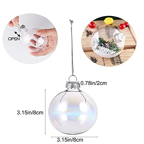 12 Pcs 3.15 Inch Clear Plastic Fillable Ornament Balls, Removable Top Clear Hanging Ornaments Ball, Diy Plastic Ornaments Round Balls, Perfect For Decoration On Christmas Trees, Wedding, Party #TOP2