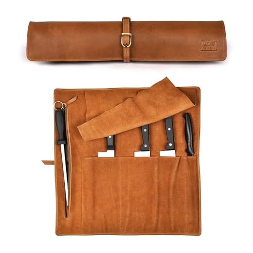 Genuine Leather Knife Roll Organizer