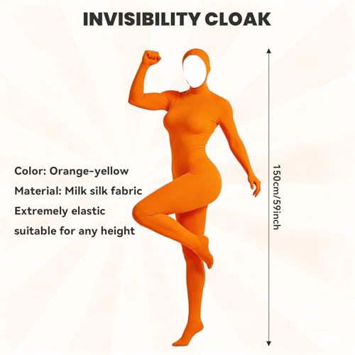 QingWing Orange Karneval Kostüm, Allgemein Open Face Cosplay Jumpsuit, 150cm Ganzkörperanzug Herren Damen Halloween für Party Halloween Weihnachten Anime Bühnen Performance Karneval Orange Outfit