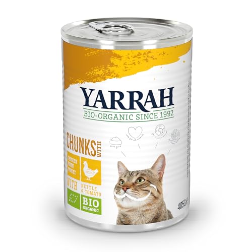 YARRAH Bio Katzenfutter Bröckchen Huhn 405g, 12er Pack (12 x 405 g)