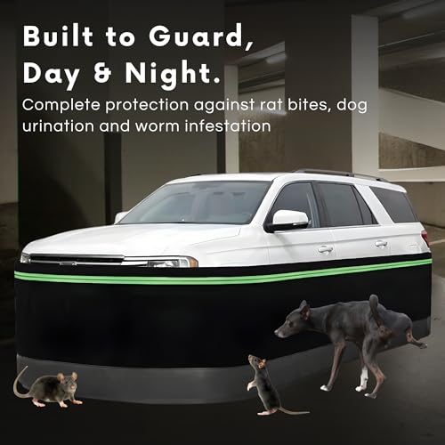 Image of Universal Car Rat Protector Cover with 304 SS Anti Bite Fence, Anti Rust Rat Mesh for Car with Reflective Strip & Strong Velcro Protection, Locking Strap & Storage Bag Included (14 MTR SUV)