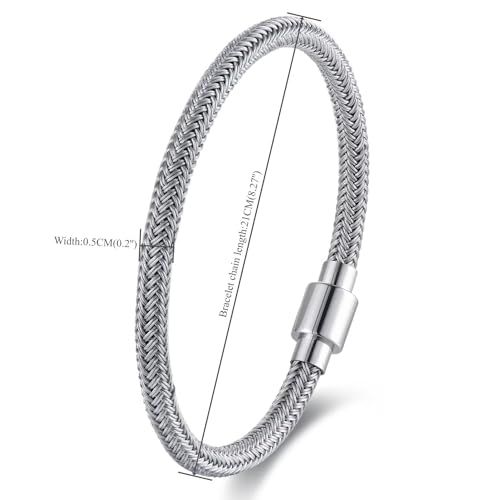 Pulsera trenzada metal inoxidable minimalista para mujeres y hombres miniatura 3