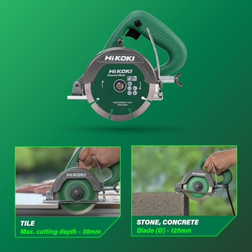 Image of HIKOKI CM5SCS9Z Marble Cutter | 1400W Copper Core Motor | 125mm Blade | 39mm Max Cutting Depth | 12000 RPM | Double Insulation | Hardened Steel Gears | Cold Circulation Cooling System
