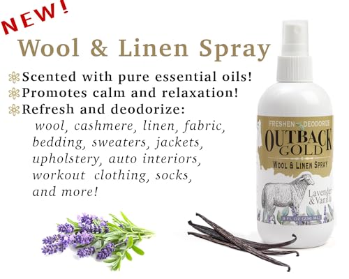 Outback Gold Wool, Linen, Fabric Refresher and Deodorizer Spray, Scented with Natural Lavender and Vanilla Essential Oils - Thumbnail 2