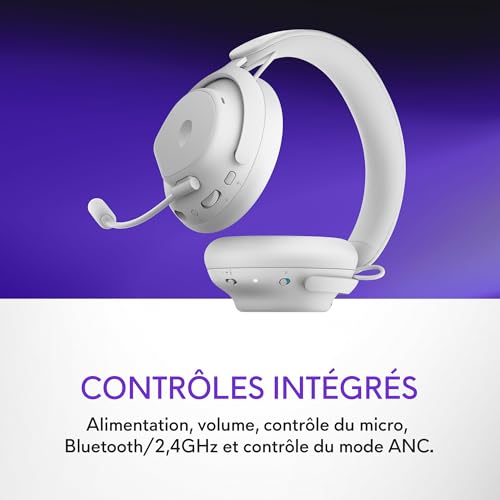 Alienware Pro Casque Gaming sans Fil – Haut-parleurs 50 mm en graphène, ANC Hybride, 75h d’autonomie, AI Micro, Alienware Command Center, Lunar Light