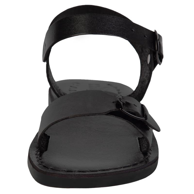 Holy Land Market Men/Women Biblical Jesus Leather Sandals/Slides From Jerusalem (Jerusalem Black)2