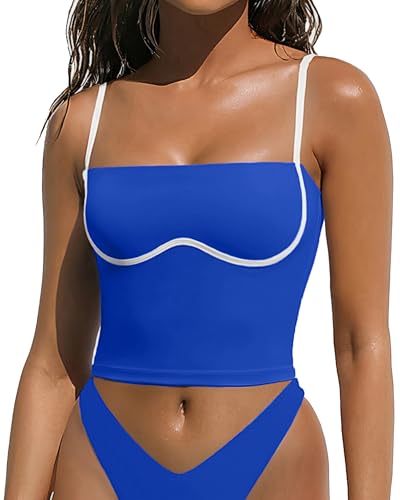Image of OMKAGI Womens Workout Tank Tops Adjustable Strap Longline Sports Bra Padded Sleeveless Top