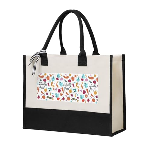 Sac en toile réutilisable et spacieux imprimé Healthy Food femme