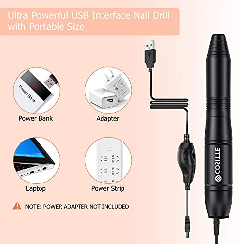 image for COSITTE Electric Nail Drill, USB Electric Nail Drill Machine for Acryl