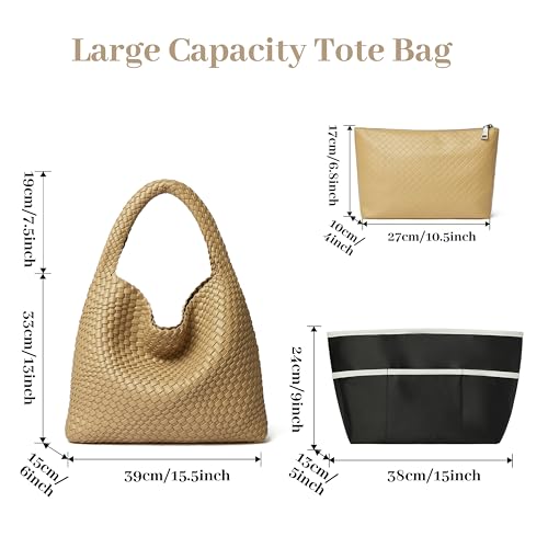 DAILANDO Fashion Woven Tote Bag for Women, Large Capacity Designer Shoulder Weave Hobo Purse