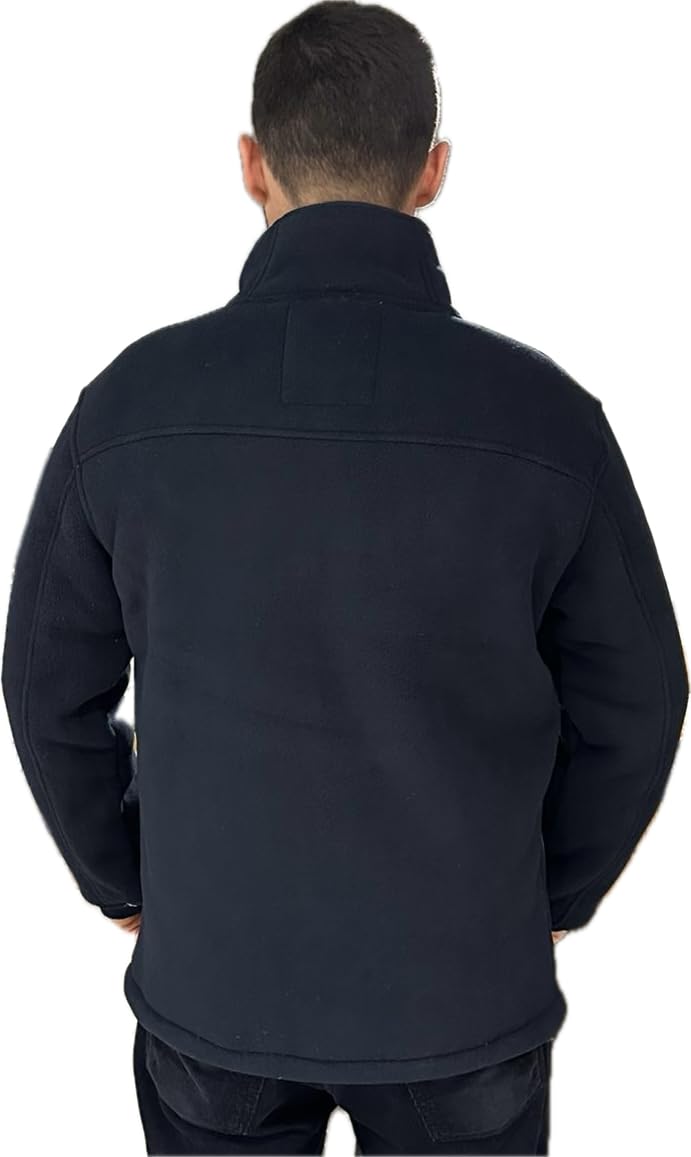Giacca Invernale da Uomo in pile Imbottito di pelliccia ecologica, cappotto con zip elegante e Fodera calda, blu e nero DEFENDER